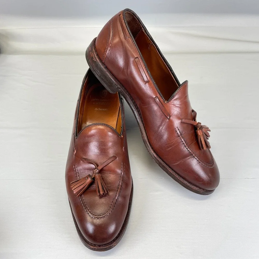 Allen Edmonds Acheson Tassel Loafers Mens Size 9.5 D Brown Leather Dress Shoes